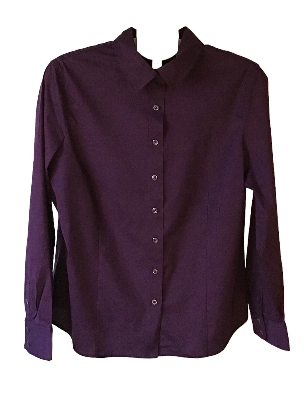 Attention Purple Long Sleeve Button Down Slim Fit Shirt Women’s SZ XL NWT